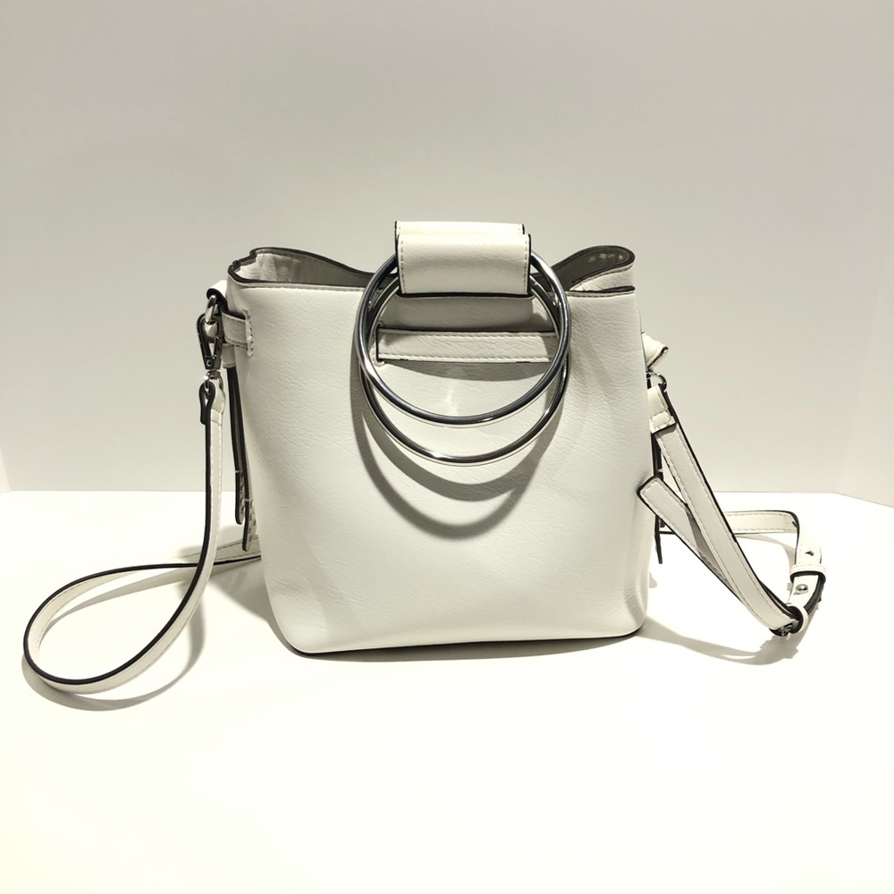 I.N.C. International Concepts White Ring Handle Bucket Bag Crossbody Purse